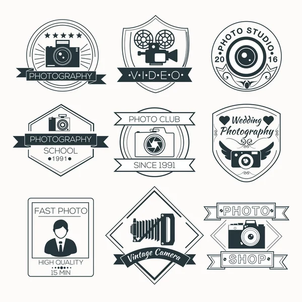 Set di badge per fotografia vettoriale — Vettoriale Stock