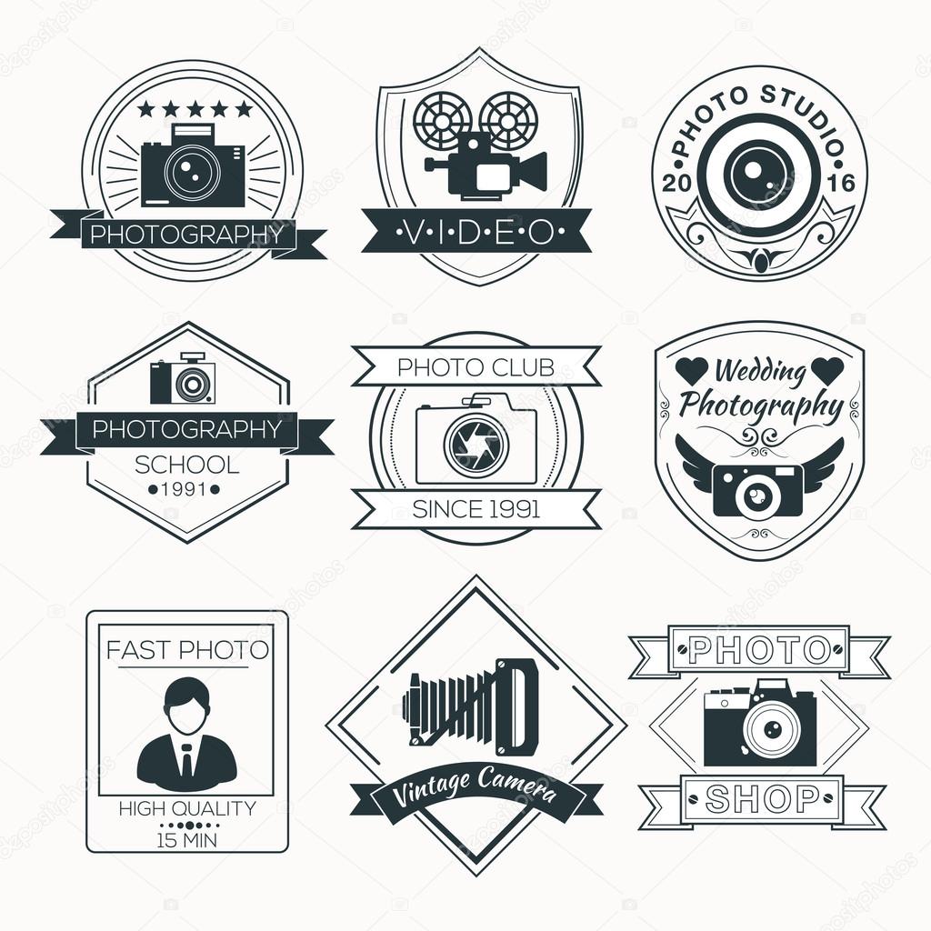 Vector Set of Photography Badges, Labels and Logos. Vintage Style