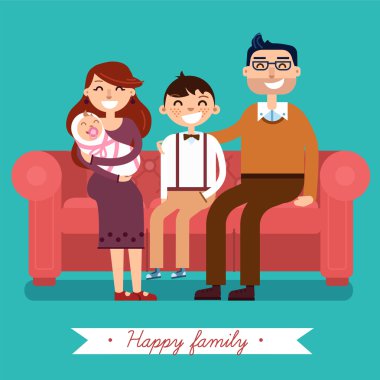 Yeni doğmuş bebeğiyle mutlu bir aile