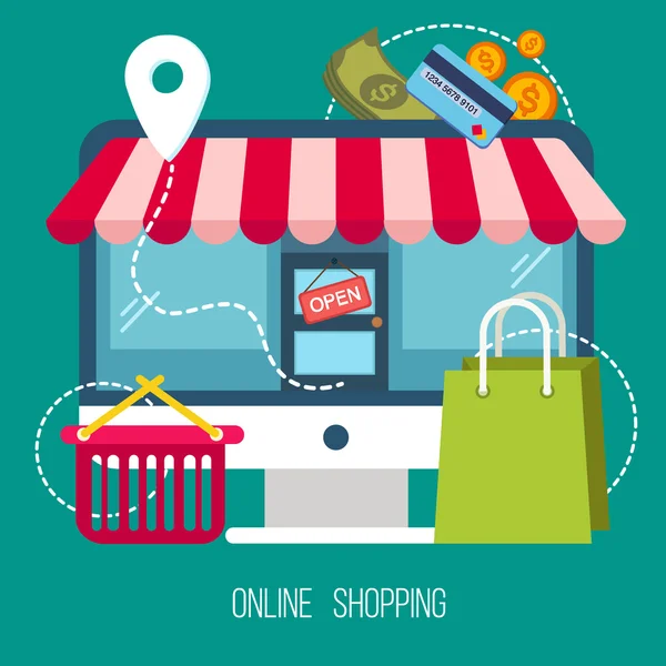 Conceito de compras online em design plano —  Vetores de Stock