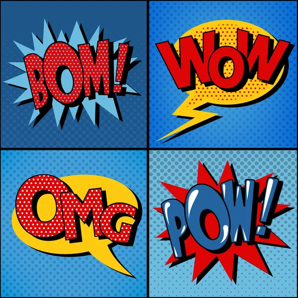 Set of Comics Bubbles in Vintage Style — Stock Vector