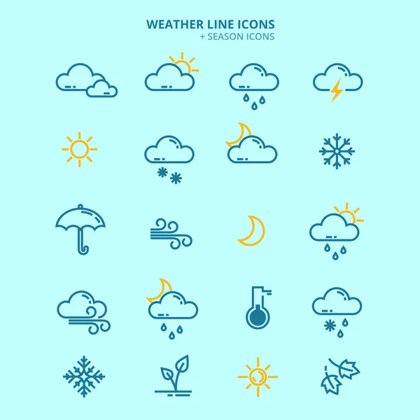 Előrejelzés időjárás és Seasonable ikonok beállítása — Stock Vector