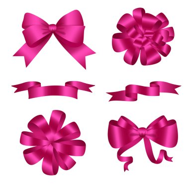 Yay ve kurdeleler pembe Set