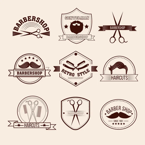 Badges de salon de coiffure dans un style vintage — Image vectorielle