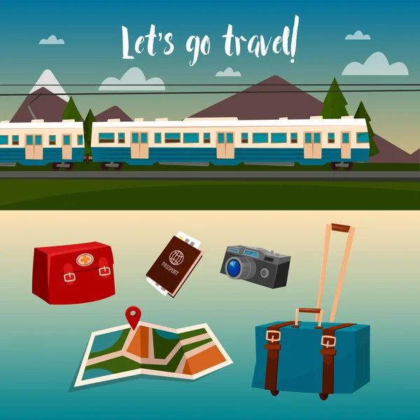 Time to Travel by Train — Stock Vector