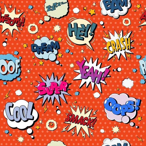 Strips bubbels naadloze patroon in Pop-Art stijl — Stockvector