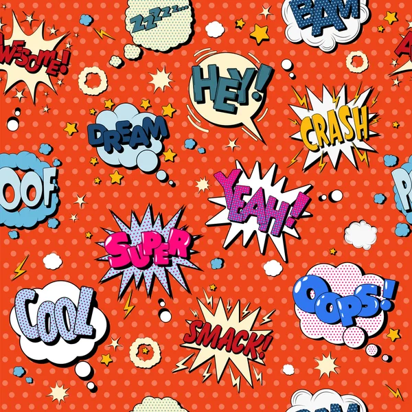 Comics Bubbles Seamless Pattern in Pop Art Style — Stock Vector