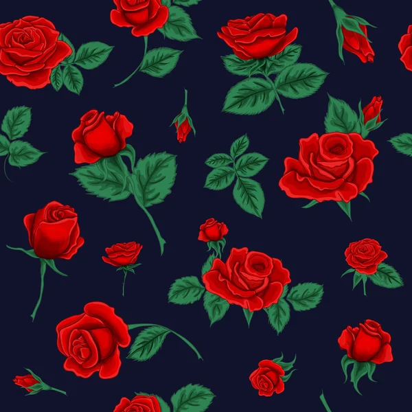 Patrón sin costura floral con rosas — Archivo Imágenes Vectoriales