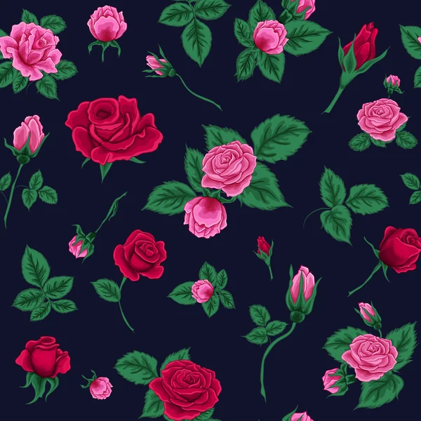 Floral nahtlose Muster mit Rosen — Stockvektor