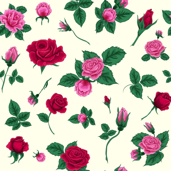 Floral nahtlose Muster mit Rosen — Stockvektor