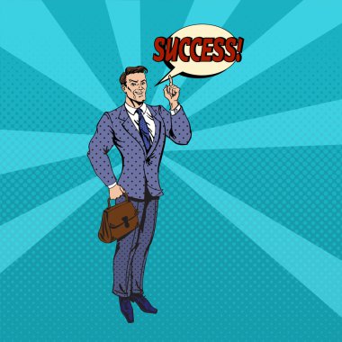 Successful Businessman Pop Art Banner