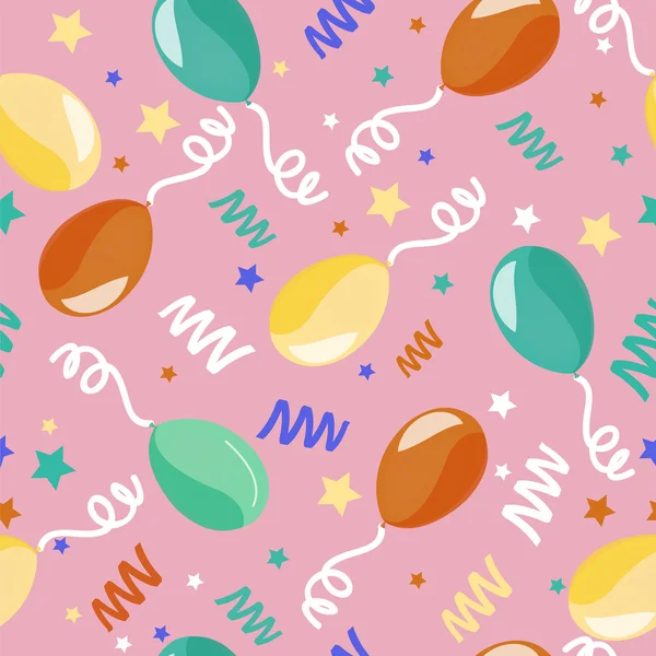 Happy Birthday Seamless Pattern with Balloons for Children Party — Διανυσματικό Αρχείο