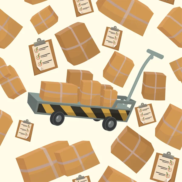 Modèle sans couture avec boîtes et conteneurs pour la livraison — Image vectorielle