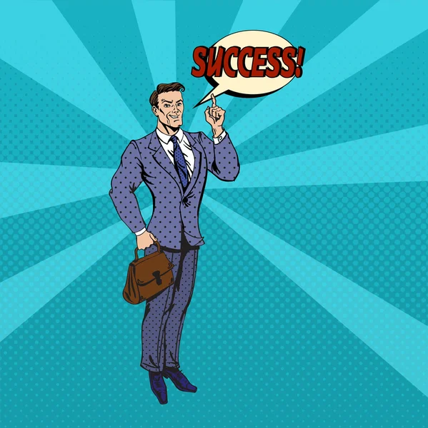 Successful Businessman Pop Art Banner — Stockový vektor