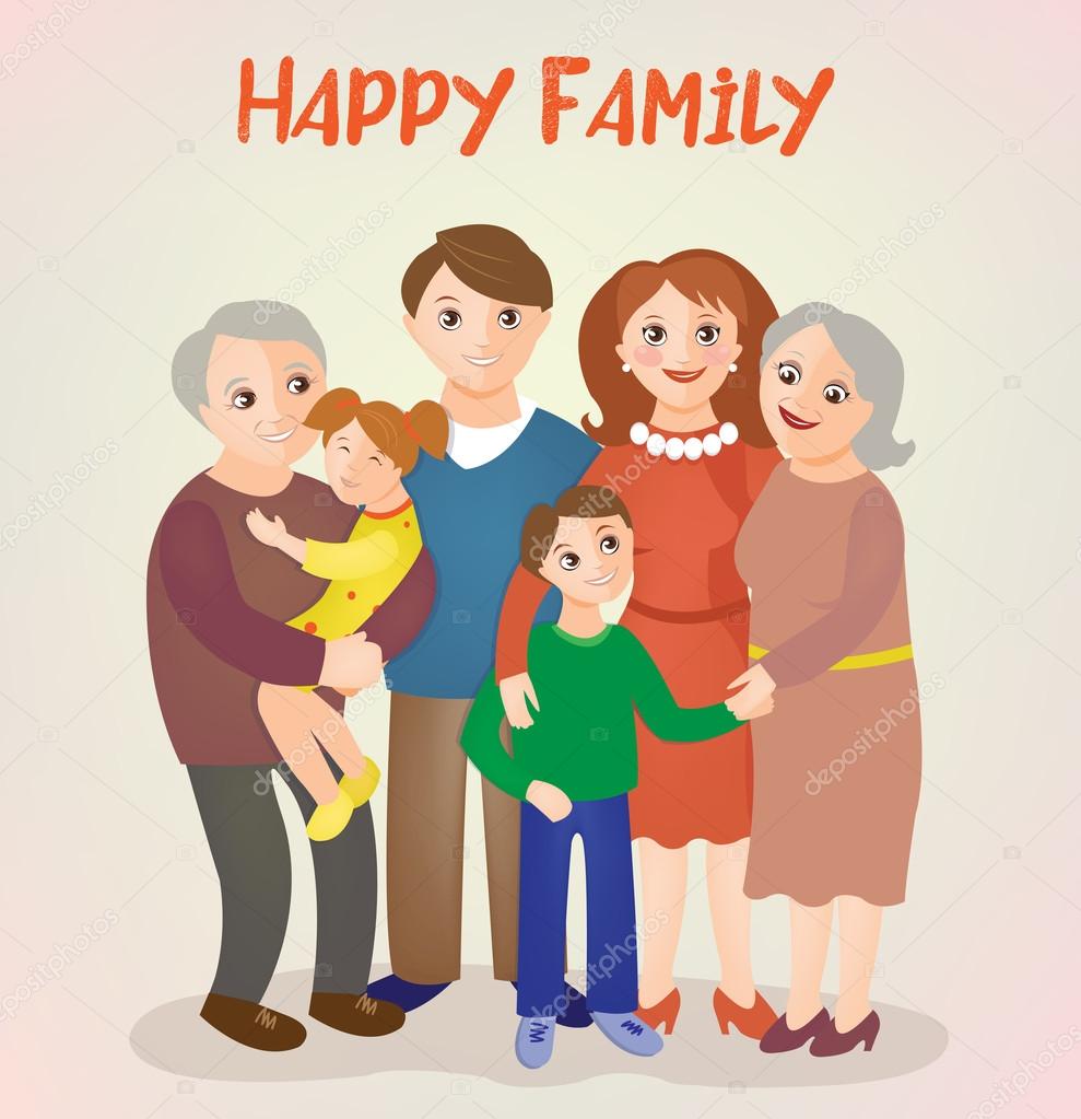 Happy Family - Parents with Kids and Grandparents
