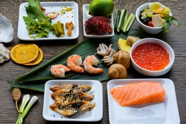 Natürmort seadood ve sebze ile