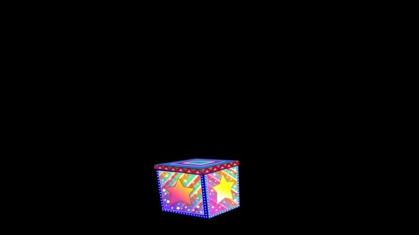 盒子里杰克的彩色动画 从盒子里跳出来的笑脸玩具小丑的循环动画 手工绘制的2 D帧动画 — 图库视频影像