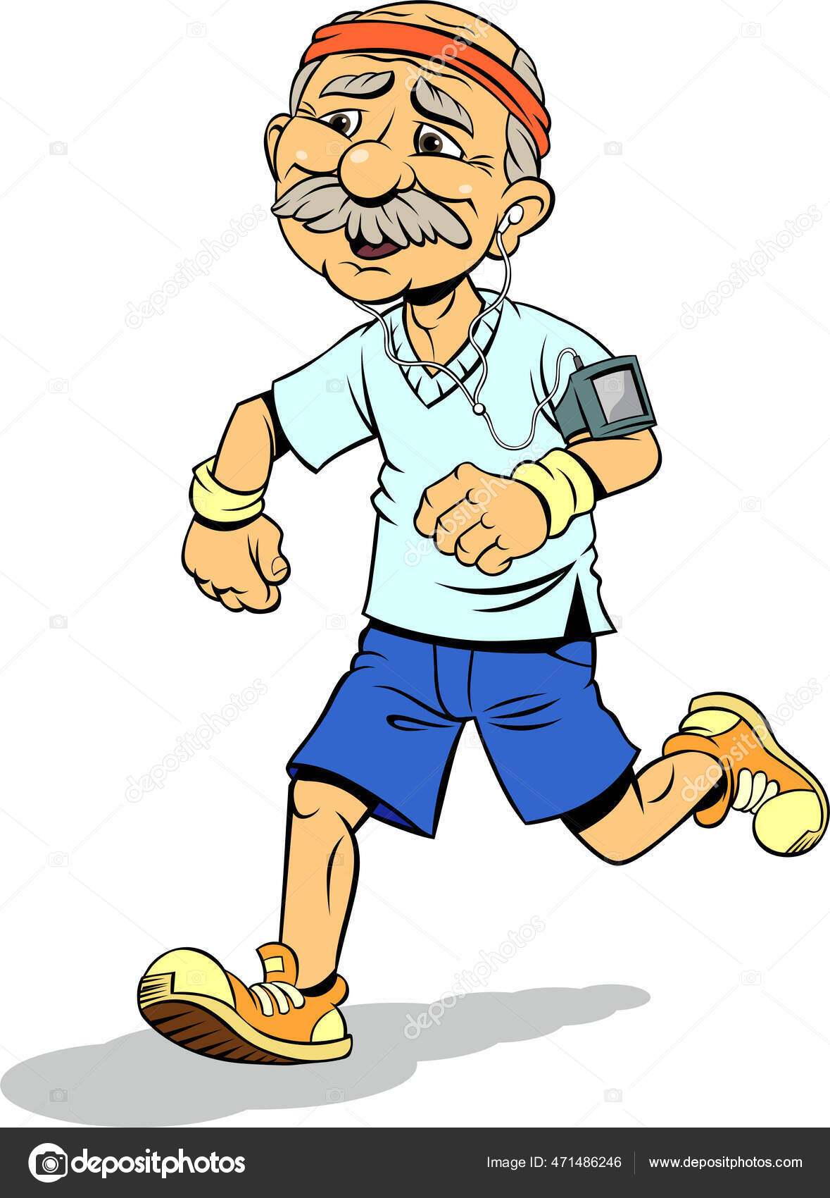 old man running cartoon