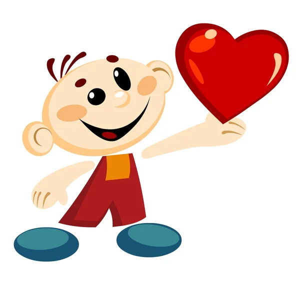 Boy with heart — Stock Vector