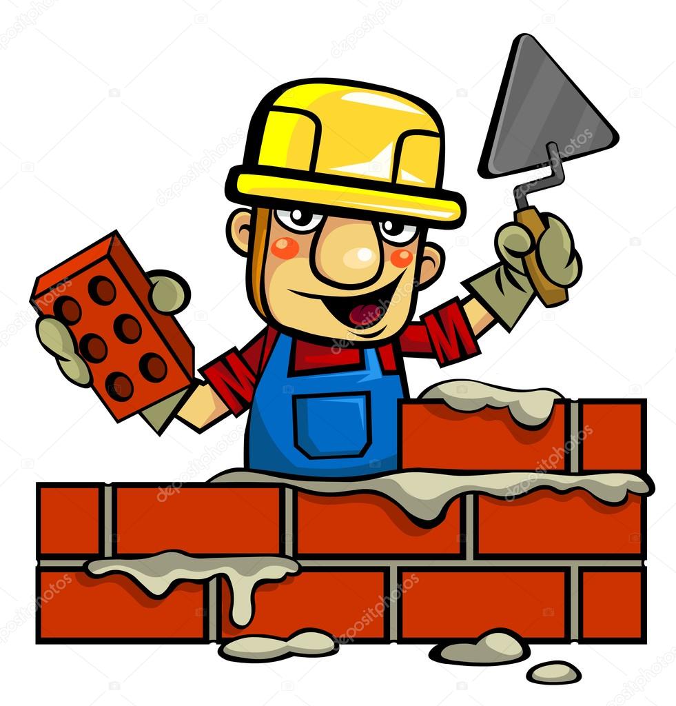 Mason Builds Brick Wall