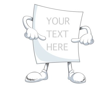Blank Paper Cartoon Character pointing to the text clipart