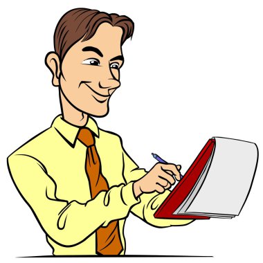 Kağıt defter ile müdür