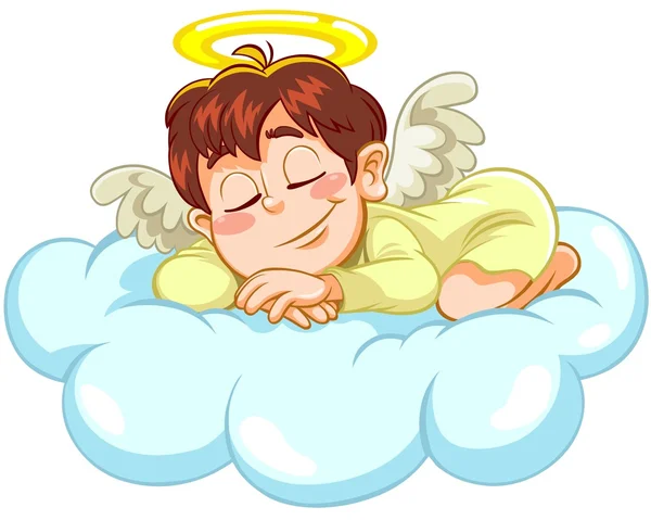 Ángel durmiendo en una nube — Vector de stock