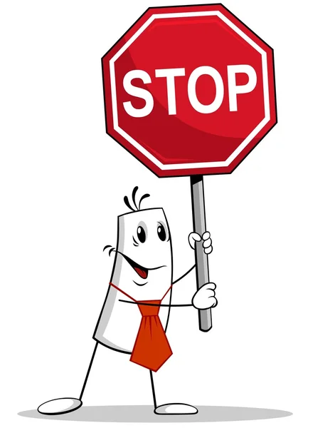 Man holding STOP Sign — Stock Vector