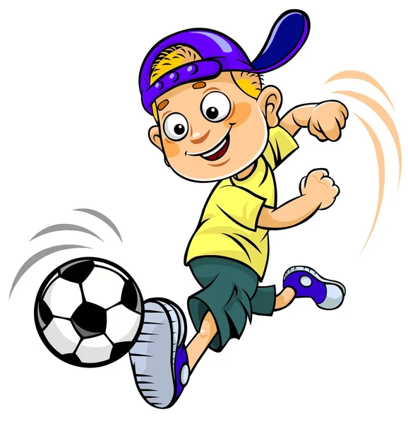 Voetbal cartoon kid. — Stockvector