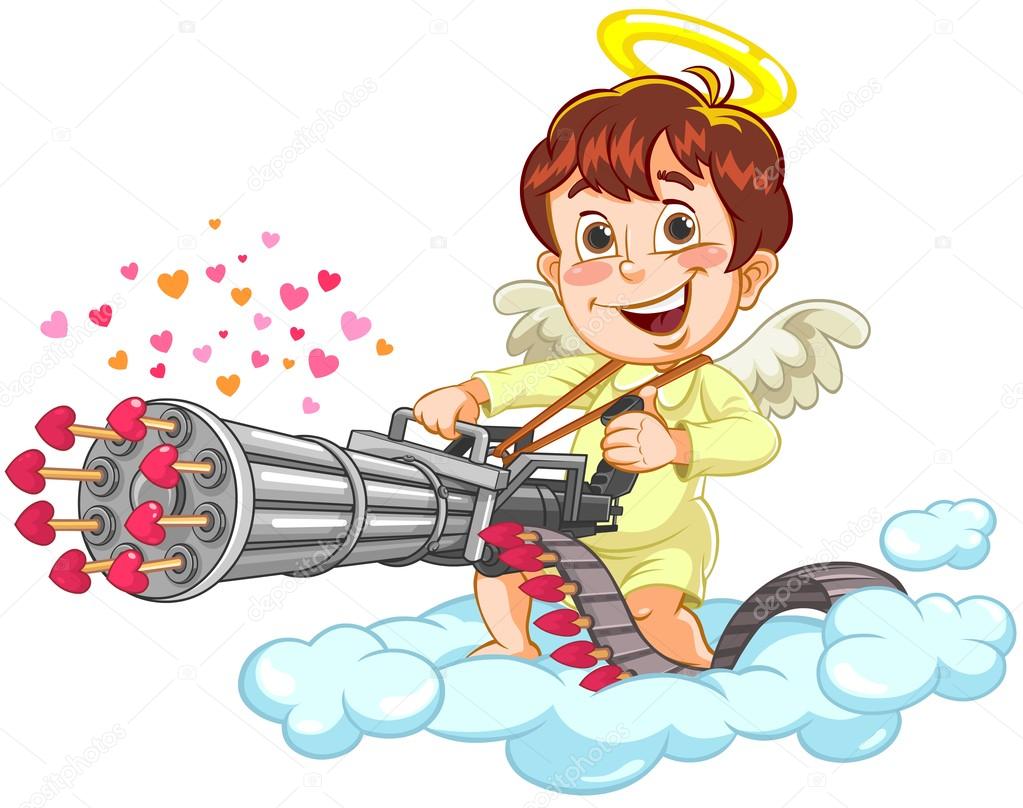 Cupid Shooting by Love Machine gun Stock Vector Image by ©shambulin.ya