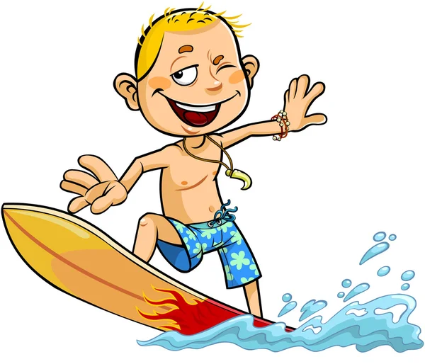 Pojke på surfbräda — Stock vektor