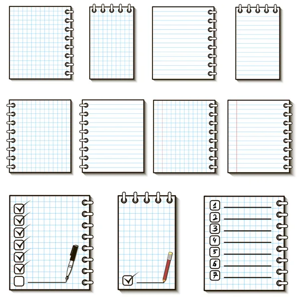 Feuilles de carnet avec ressort — Image vectorielle