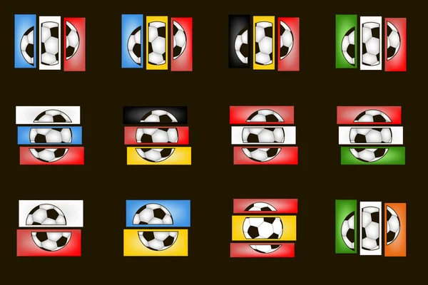 Прапори країни та футбольні м'ячі — стоковий вектор