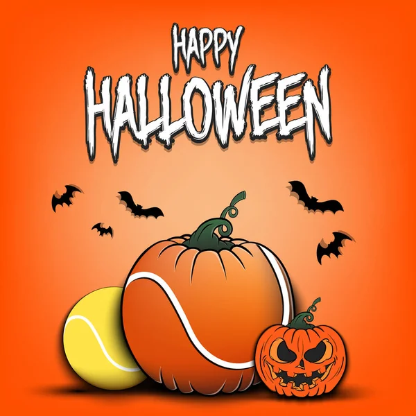 Buon Halloween. Palla da tennis Zucca — Vettoriale Stock