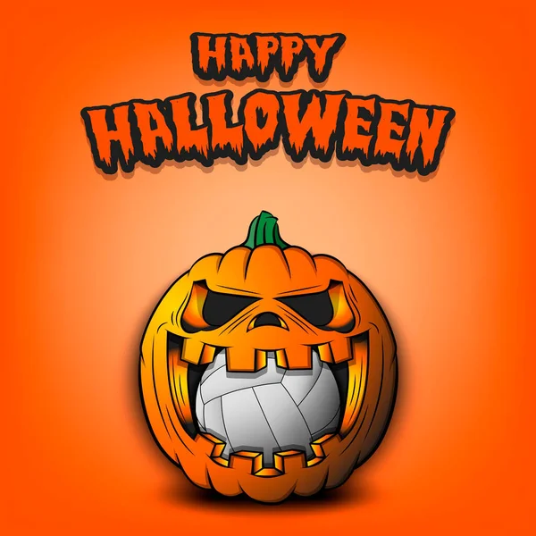 Feliz Halloween. Balón de voleibol dentro de la calabaza — Vector de stock