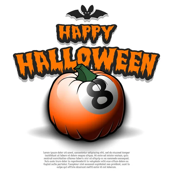 Fijne Halloween. Biljartbal pompoen — Stockvector