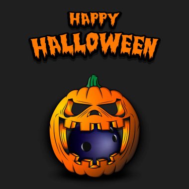 Mutlu Cadılar Bayramı. Balkabağının içinde bowling topu