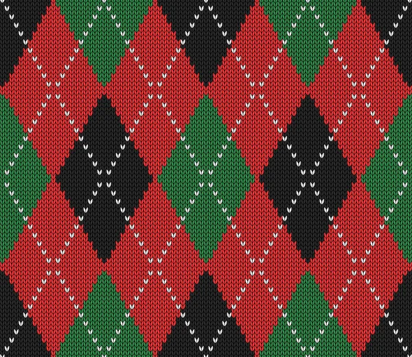 Gestricktes Argyle-Muster für Weihnachten und Neujahr — Stockvektor