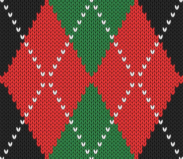 Knitted argyle Christmas and new year pattern — Stock Vector