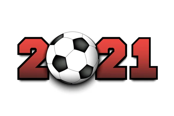 Yeni yıl numaraları 2021 ve futbol topu — Stok Vektör
