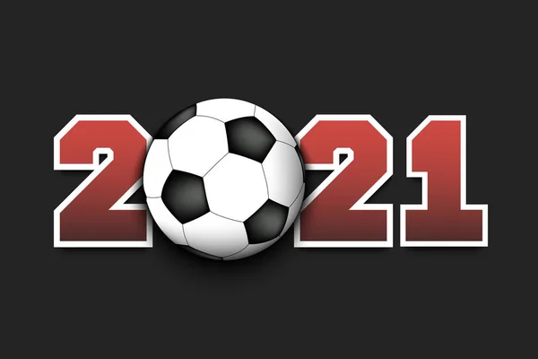 Yeni yıl numaraları 2021 ve futbol topu — Stok Vektör