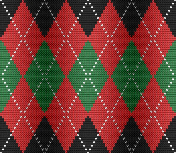 Gestricktes Argyle-Muster für Weihnachten und Neujahr — Stockvektor