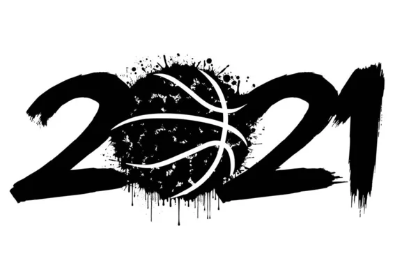 2021 Yeni Yıl ve Blots 'tan bir basketbol topu — Stok Vektör