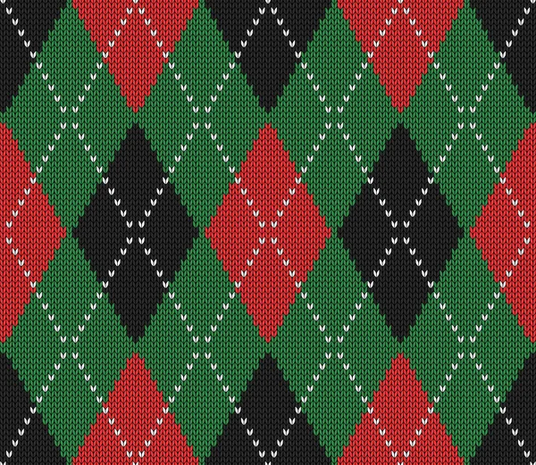 Gestricktes Argyle-Muster für Weihnachten und Neujahr — Stockvektor