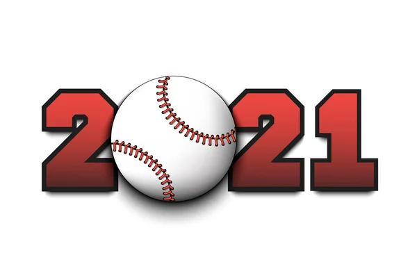 Ano Novo números 2021 e bola de beisebol — Vetor de Stock