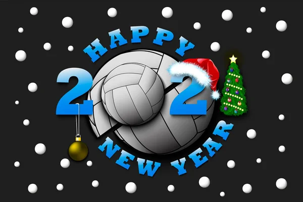 Happy new year 2021 and volleyball ball