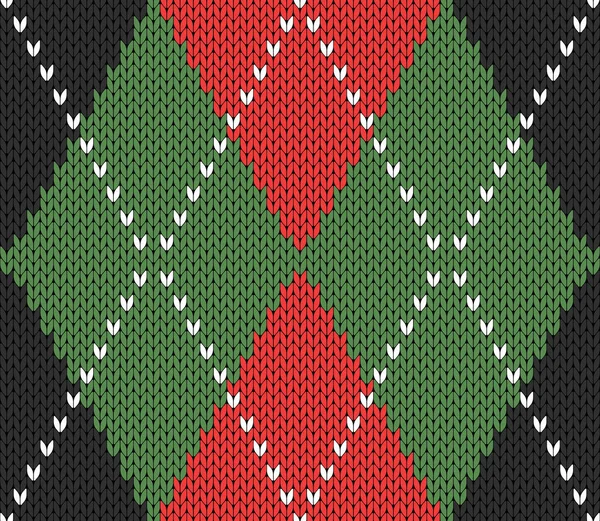 Knitted argyle Christmas and new year pattern — Stock Vector