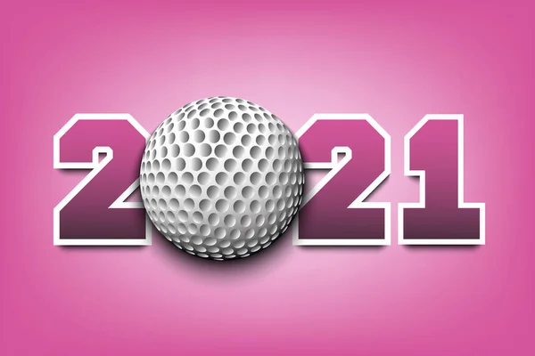新年番号2021とゴルフボール — ストックベクタ