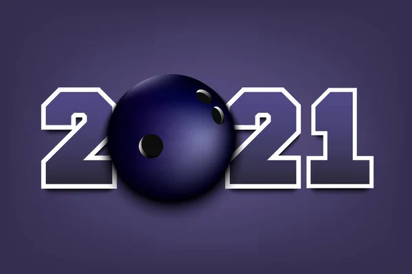 Новорічні номери 2021 і м'яч для боулінгу — стоковий вектор