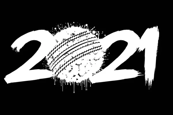 2021 Nyår och cricketboll från fläckar — Stock vektor